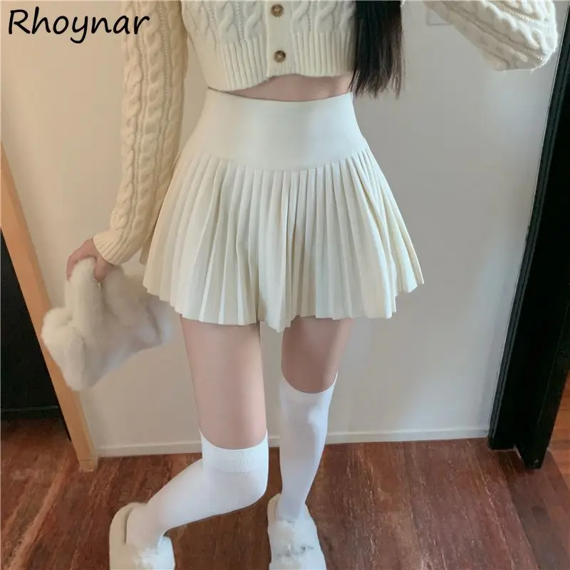 

Плиссированные юбки женские нежные с высокой талией Y2k Pure Fashion Hotsweet Girlish Folds College Simple Ulzzang Sexy Autumn Юбка Женская