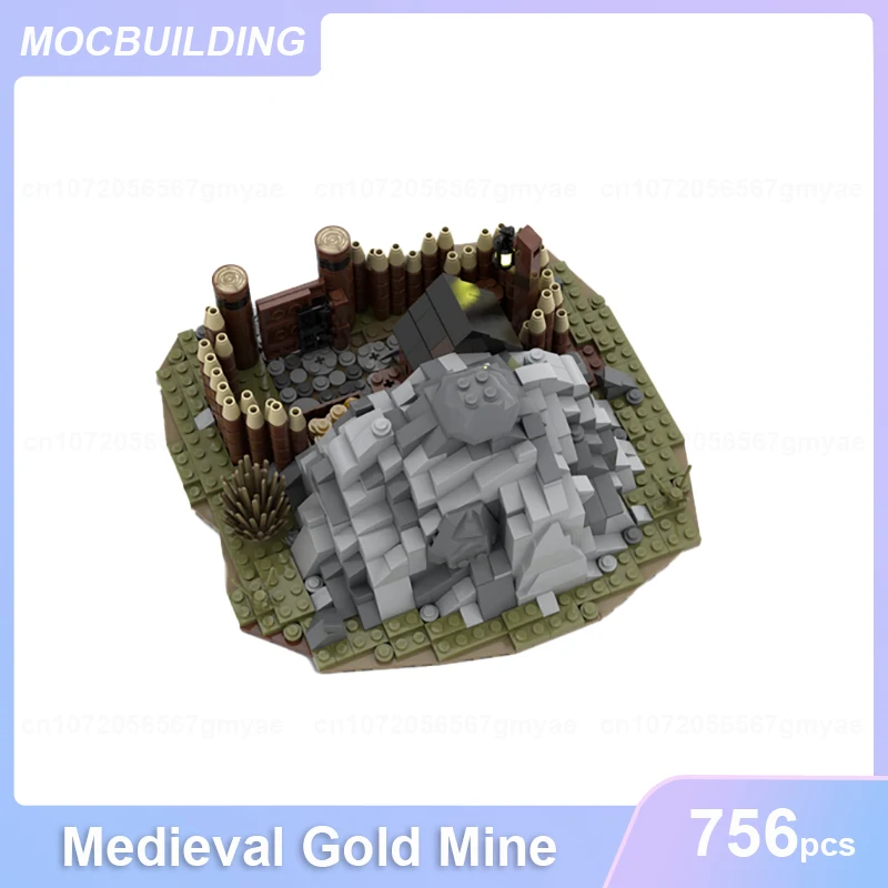 Miniera d'oro medievale modello MOC Building Blocks fai da te assemblare mattoni castello architettura serie giocattoli educativi di natale regali 756 pezzi