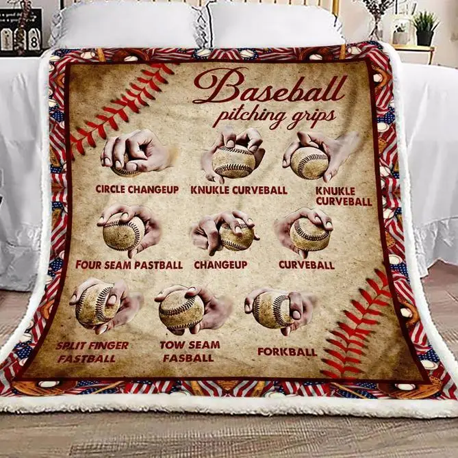 Baseball Pitching Grips Soft Blanket 3D Printed Fleece Blanket on Bed Home Textiles Dreamlike Sherpa Blanket Adult For Kids