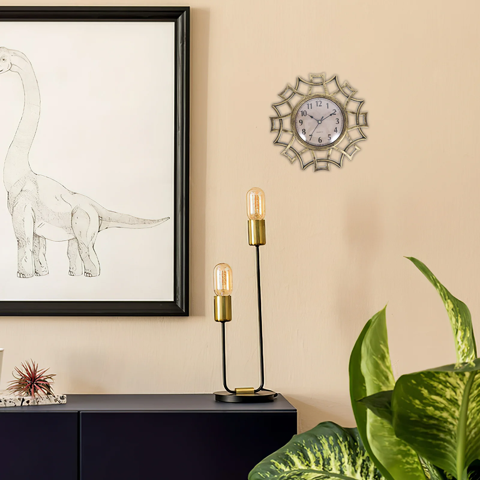 

10-Inch Vintage Hollowed-Out Dial Wall Clock Silent Large Decorative Clock European Style for Living Room Bedroom Kitchen