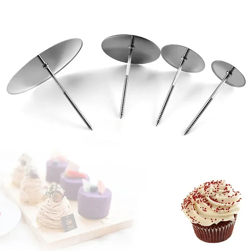 Stainless Steel Piping Nail Tips Cake Chocolate Biscuit Flowers Decorating Needle Stands Cream Transfer Tray Baking Pastry Tools