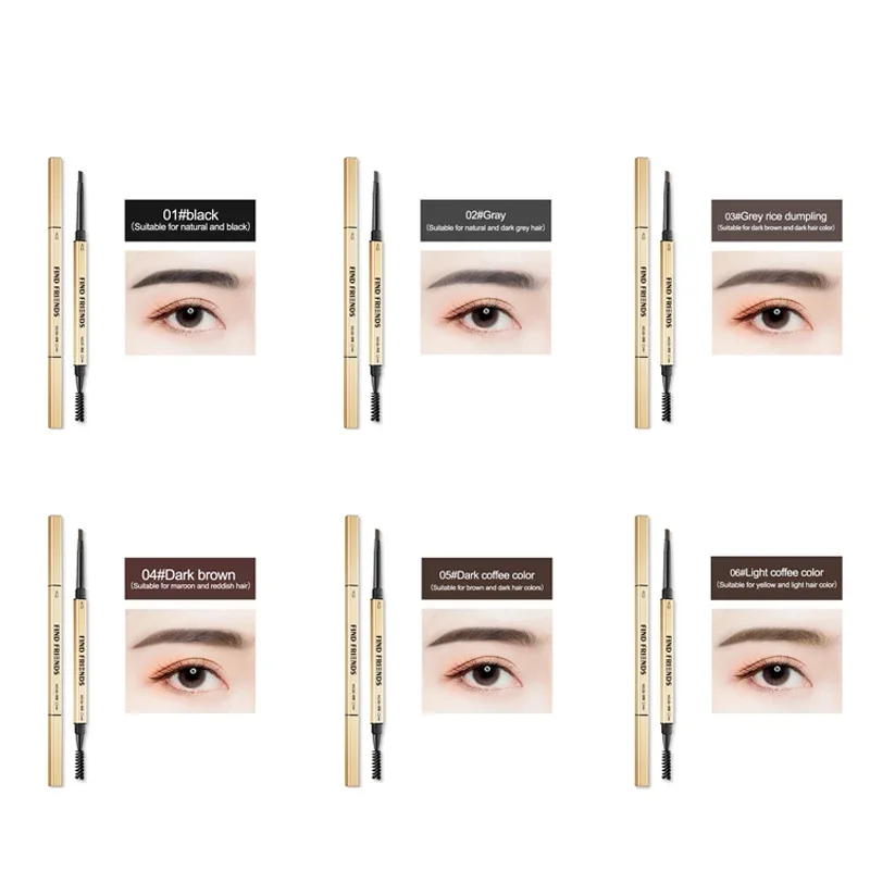 5/6 stücke Goldene Bar Augenbraue Bleistift Doppel Enden Augenbraue Stift 16 cm Schlanke Langlebige Dreieck Spitze Schweiß-proof Gel Make-Up Kosmetik