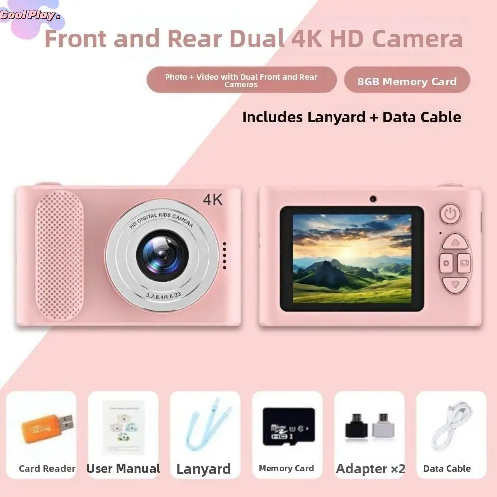 

44MP 4K Digital Camera Double Lens 8x Zoom Selfie Camera Compact Design 4400W Pixel High-definition Photography Camera