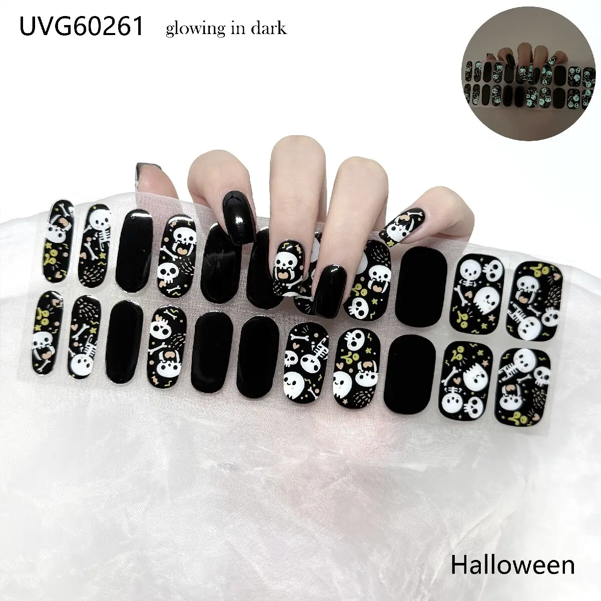 22 Tipps UV Semi Curing Gel Nagelaufkleber Glitzerfolie Komplettes Set Nagelstreifen Halloween Weihnachten Leuchtendes Nagelverbesserungsdesign