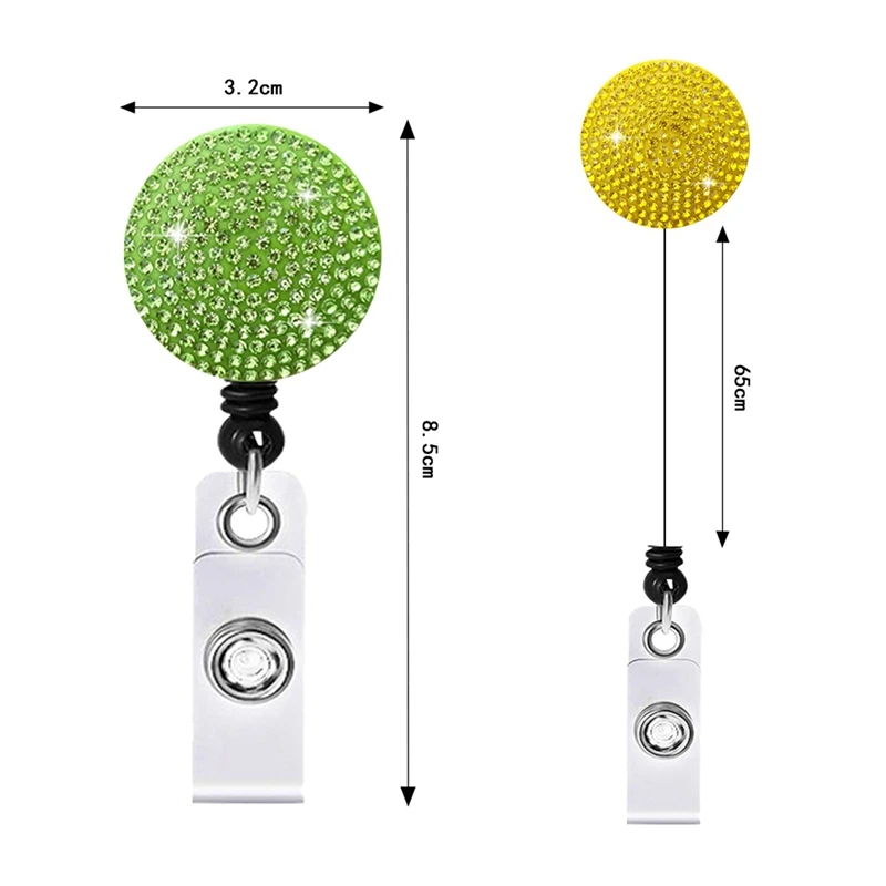 Soporte retráctil para insignia de identificación con Clip, con diamantes de imitación brillantes, para trabajador de oficina, profesor y enfermera