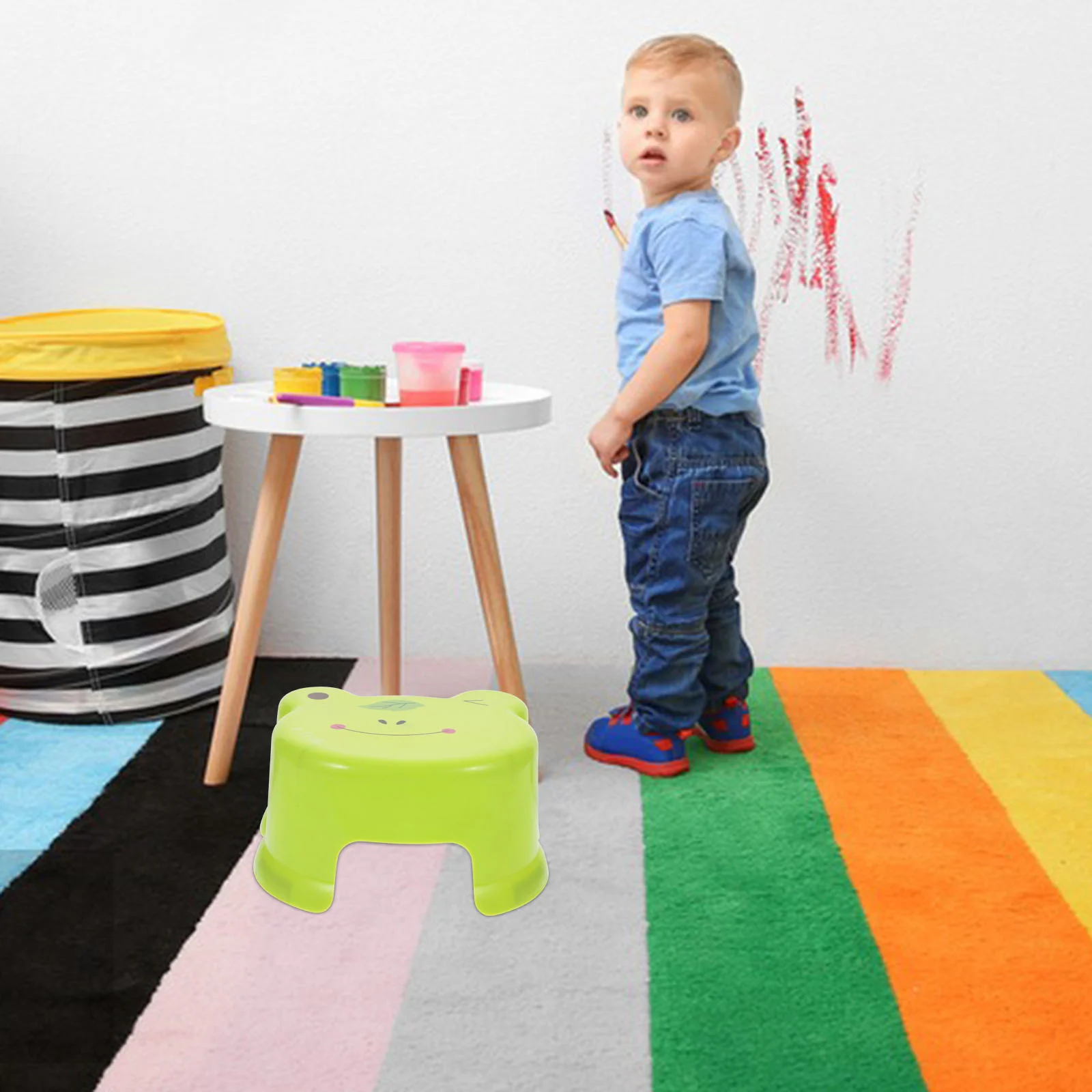 Cartoon Plastic Stool Step Kids Bathroom Toilet Foot Rest Bed Round Bedside Low Small Stools for Short