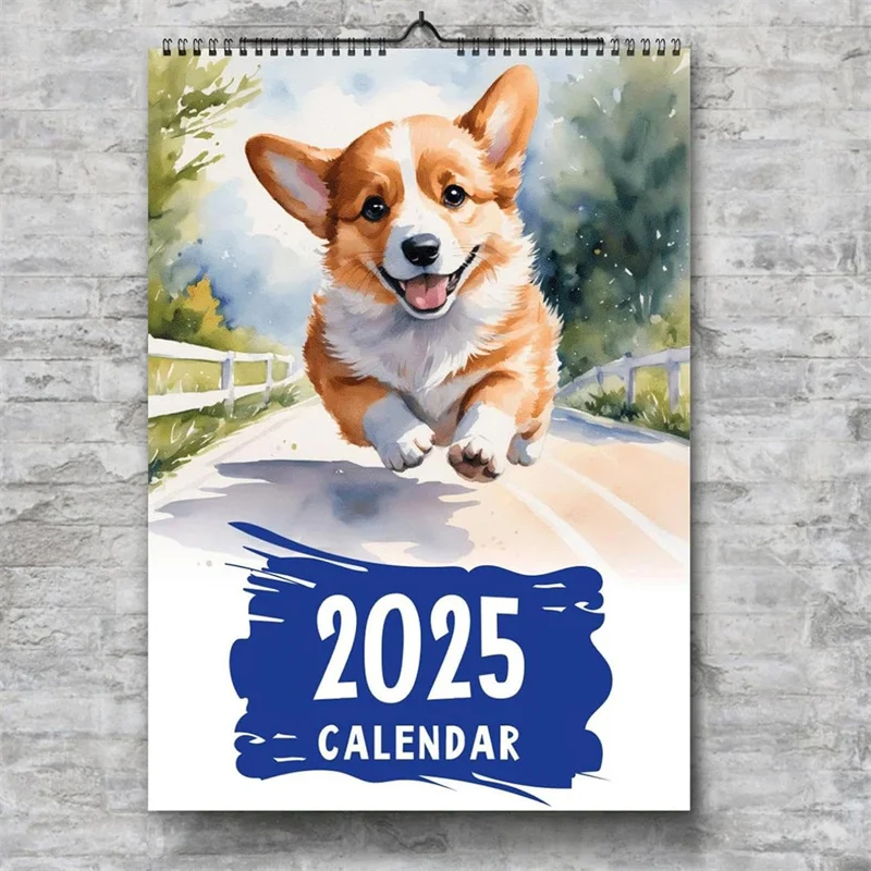 Calendrier mural pour chiot, calendrier mural pour chien 2025, calendrier mural mignon Corgi, licence annuelle et annuelle, 12 mois, licence d'organisation