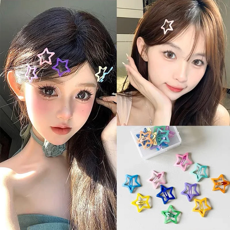 10/20PCS Colorful Star Bb Hair Clips for Kids Girls Headwear Alloy Barrettes Cute Glitter BB Clips Hairpins Hair Accessories