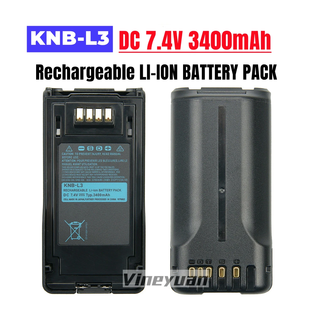 7.4 3400mAh KNB-L3 Replacement Li-ion Battery for Kenwood TK-5230 TK-5430 NX-5000 NX-5200 NX-5300 VP5000 VP6430 Walkie Talkies