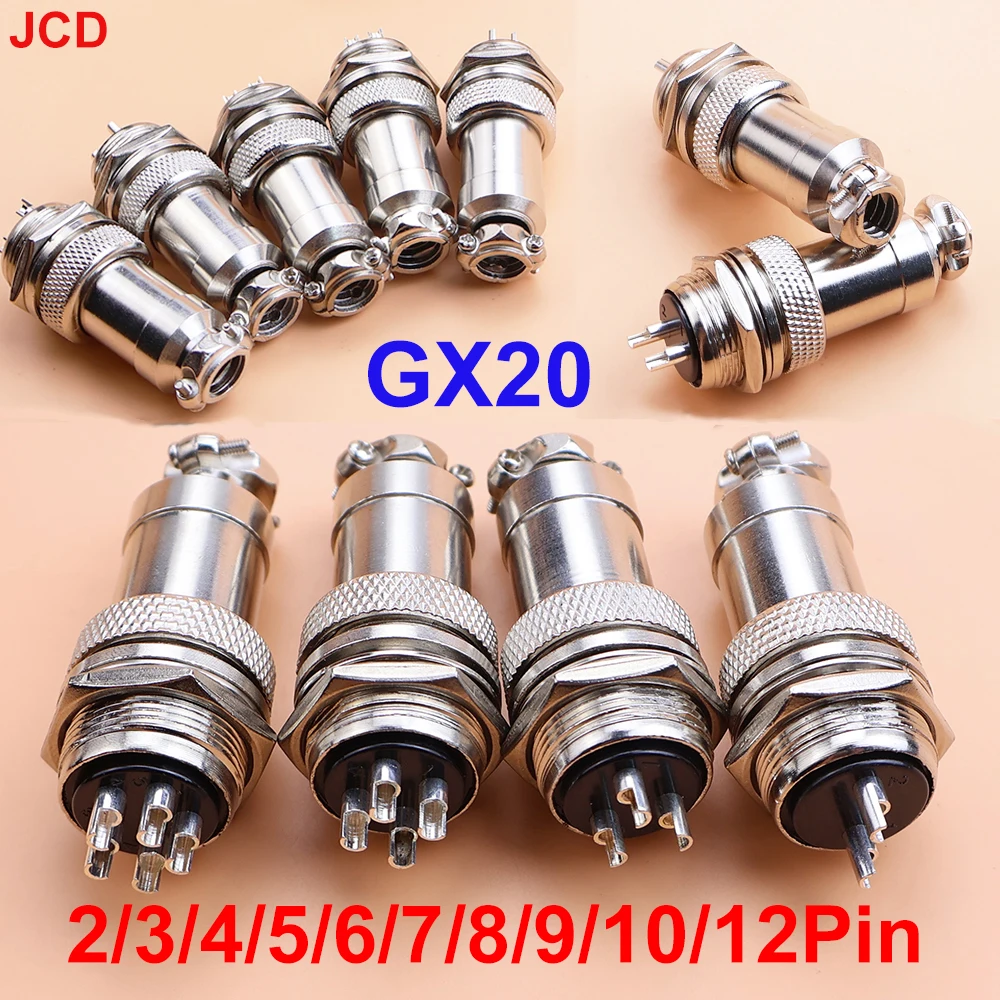 JCD GX20 Aviation Connector 2/3/4/5/6/7/8/9/10/12P Fixed Terminal Block Mobile Docking Type Cable Wire Connector Female Male