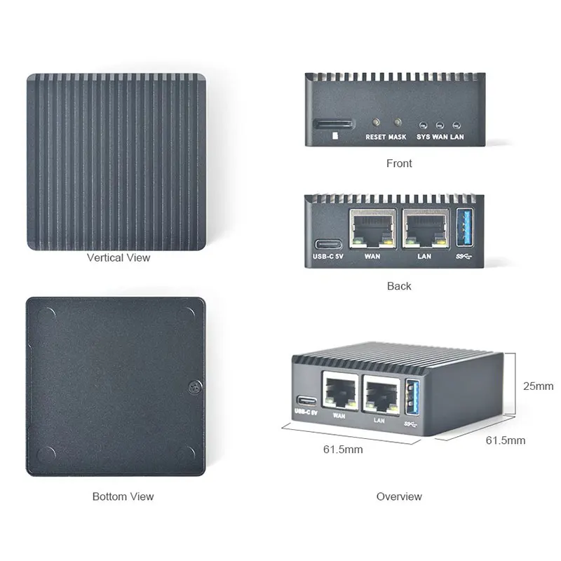 Imagem -04 - Nanopi R3s Mini Development Board com Cnc Metal Case 2gb de Ram Rockchip Rk3566 Dual Gigabit Port