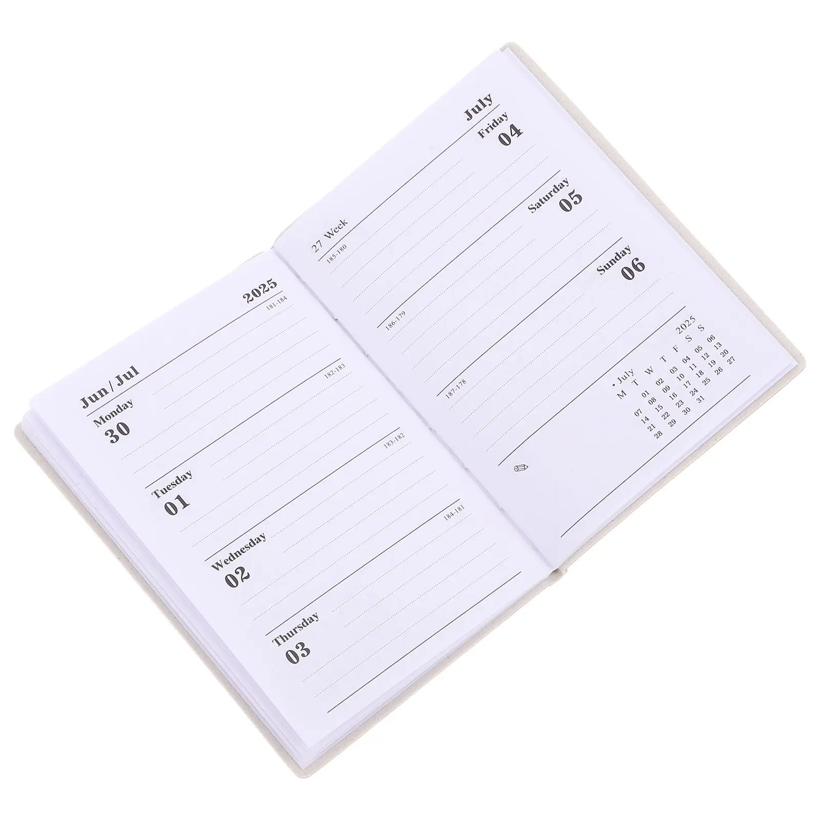 2025 Mini Calendar Book Pocket Weekly Planner Office Organizer Pu Notebook Small