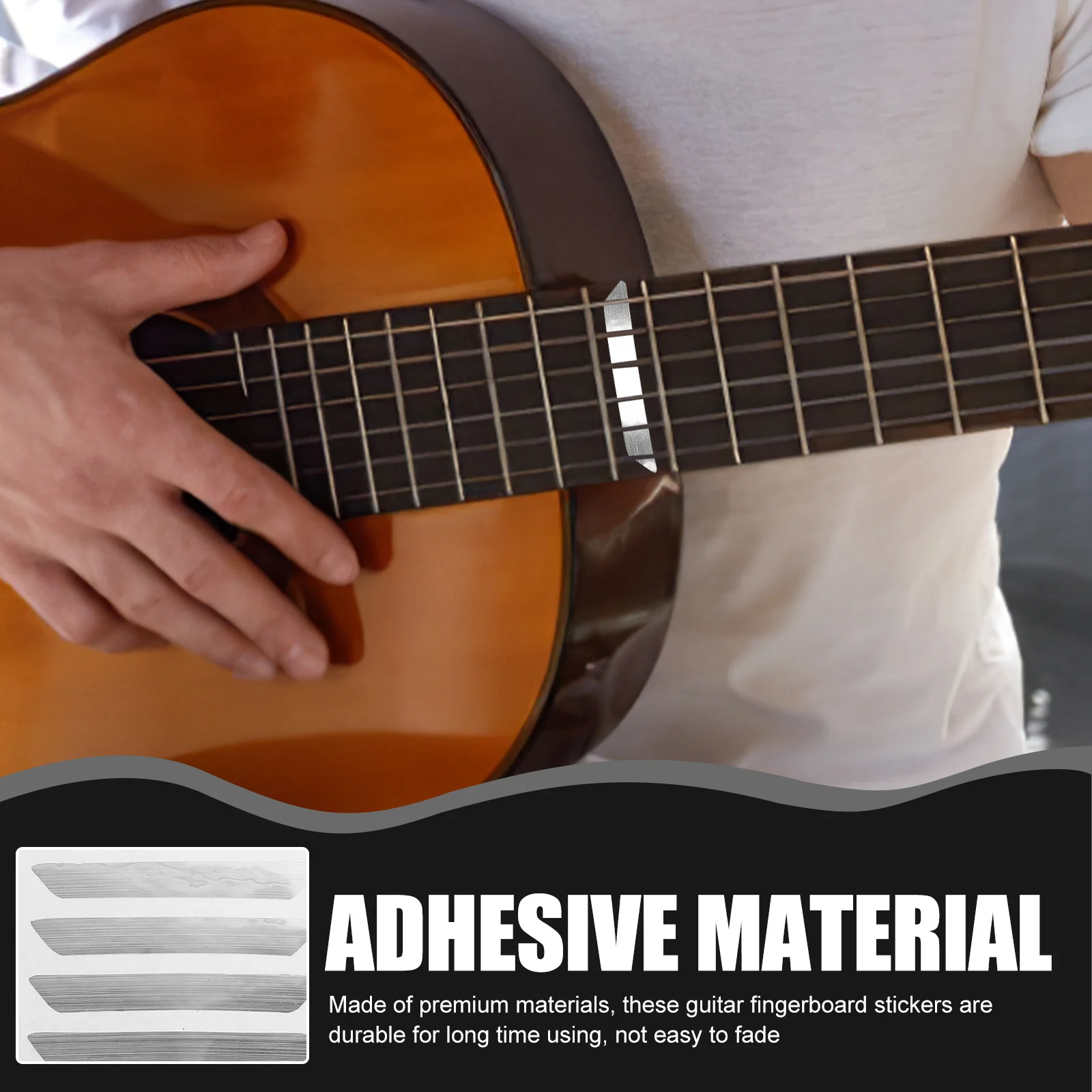 

4 Sheets Guitar Fingerboard Stickers Premium Adhesive Note Map Decals for Electric Acoustic Bass Guitar Fretboard Self-Adhesive