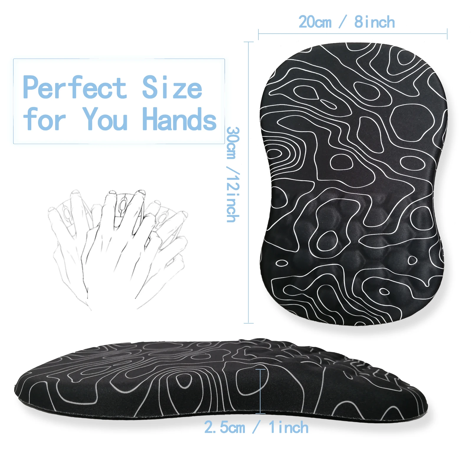 Topographic Map Mouse Pad with Wrist Rest,Relieve Wrist Fatigue Ergonomic Mouse Pad,Game Mousepad Wrist Support