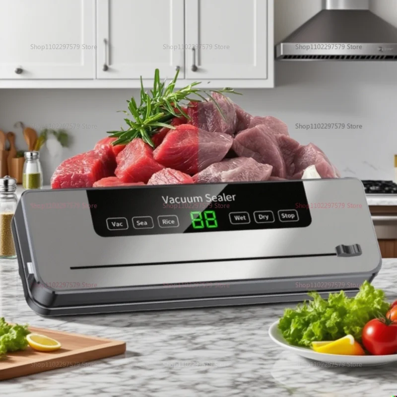 Electric Vacuum Sealer Built-in Cutter Kitchen Food Storage Seal Touch Button Dry/Wet Food Sealing Vacuum Packaging Machine