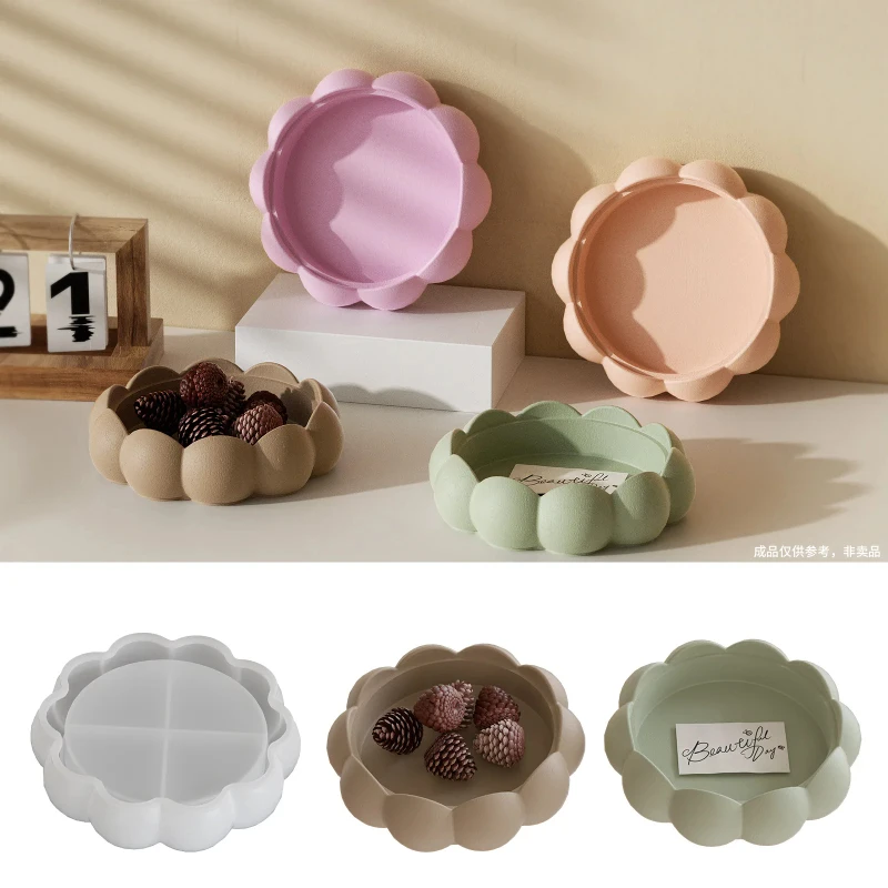 DIY Silicone Mold Bubble Beads Aromatherapy Plaster Storage Tray Lotus Flower Lace Plate Ornament Drip Moulds Christmas view 6