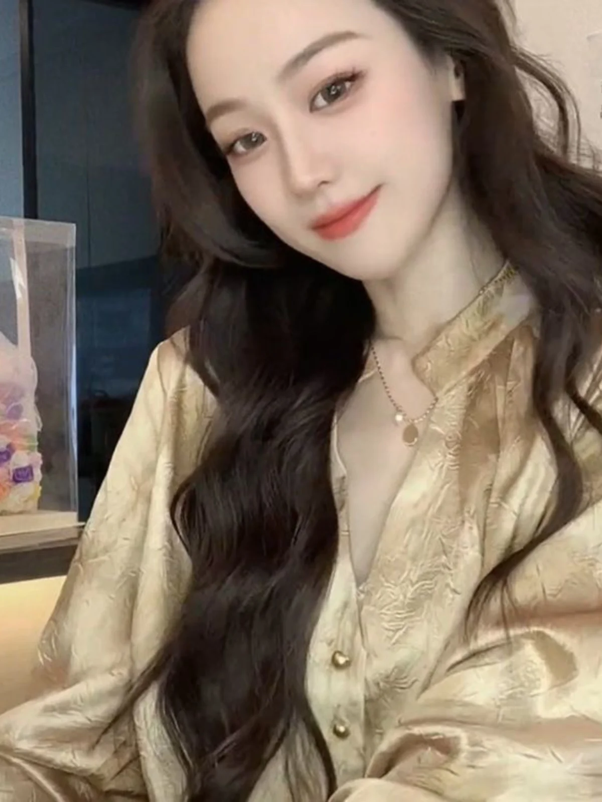 

Textured Long Sve Women's irt Loose V-Ne Design Sensation Early Autumn 2025 New Sle Premium Feeling Casual Commute S...