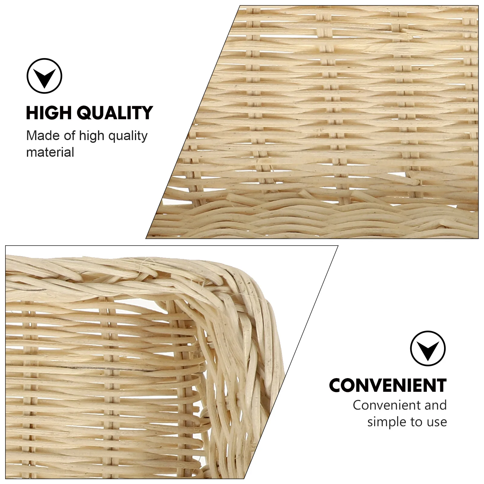 

1pc Woven Cutlery Basket Small Size Large Capacity Rattan Bread Storage Tray Kitchen Organizer Household Sundry Desktop Basket