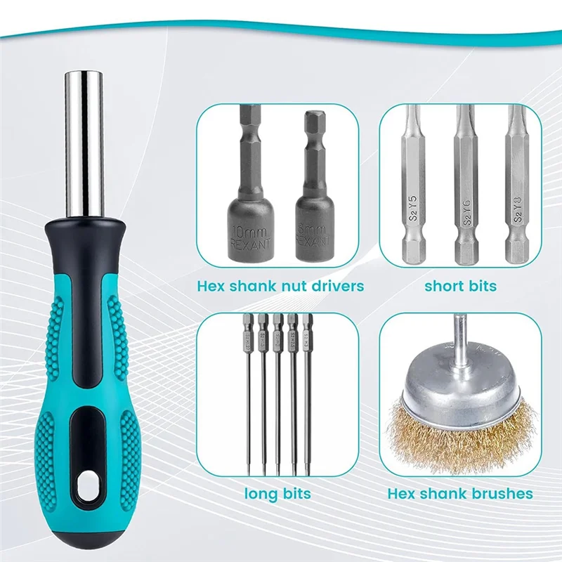 

-A90P 4 PCS Bit Driver Handle, 1/4 Driver Handle Magnetic Screwdriver Bit Drivers Magnetic Bits Holder Screwdriver Handles