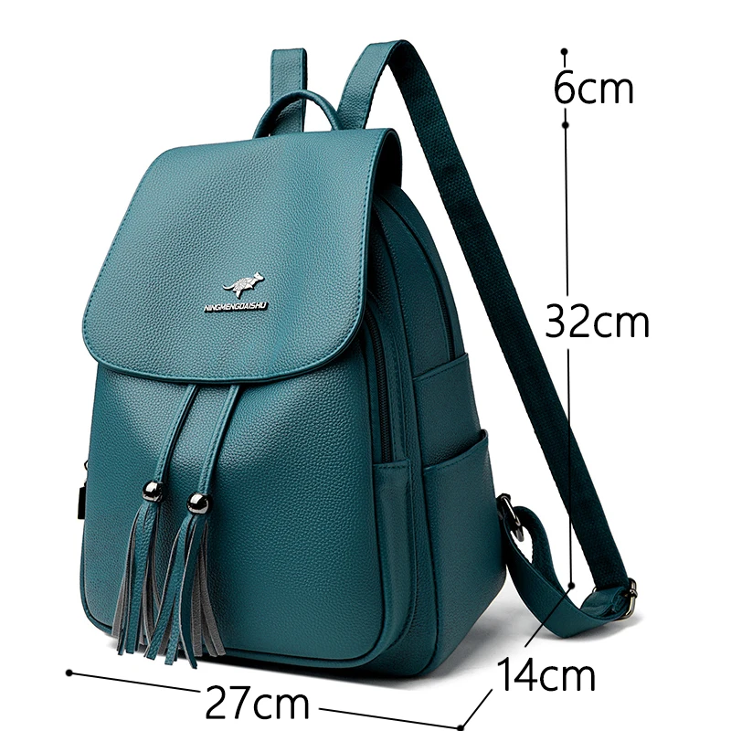 Flip cover Women High Quality Leather Backpack Fashion Ladies Anti-theft Backpack Shoulder Bags for Teenagers Girls Sac A Dos