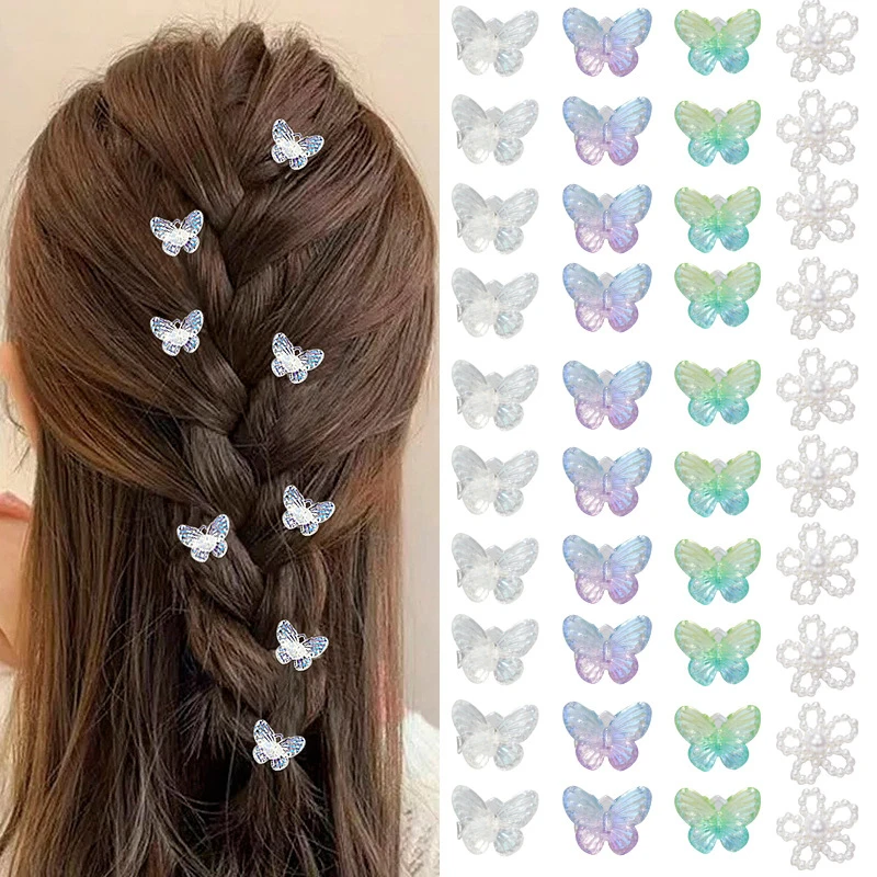 10 Uds Mini copo de nieve mariposa Rhinestone pinza para el cabello mujeres niñas pinza pequeña horquillas cangrejos accesorios para el cabello para niñas