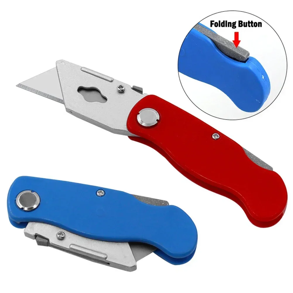 Utility Knifes Electrician Retractable Sharp--Cut Heavy Duty Folding Knifes Aluminum Plastic Handle Blade With Lock Portable Set