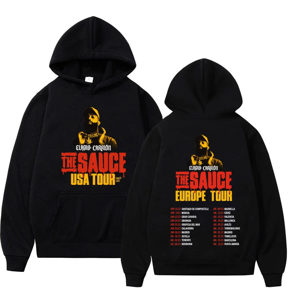 

Rapper Eladio Carrion Tour Double Sided Print Hoodie Men's Hip Hop Vintage Hooded Sweatshirts Fashion Casual Oversized Pullovers