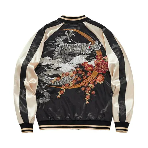 Yokosuka Dragon Embroidered Jacket Autumn Men's Cool Japanese Coat Bomber Jacket