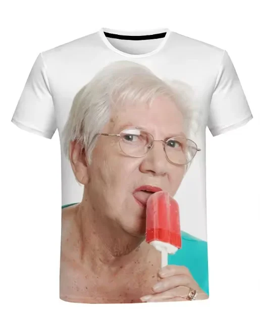 2026 Hot Sales New Creative Funny 3d Printing Cute T-shirt Grandma Funny Ice Lolly Casual Shirt Loose Oversize Top