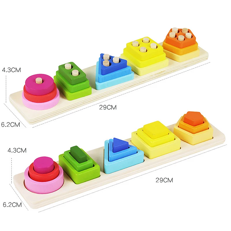 1 Set Houten 3d Geometrie Vorm Geometrische Mouw Paar Vorm Kolom Bijpassend Blok Speelgoed Cadeau Voor Jonge Kinderen