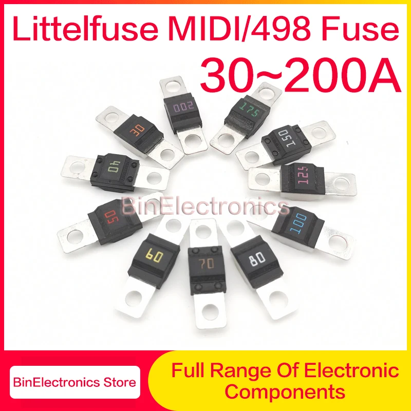 1Pcs Littelfuse Bolt-down Automotive Fuse MIDI/498 Auto Fuse 30A 40A 50A 60A70A 80A 100A 125A 150A 200A Rated 32V Flat Type Fuse