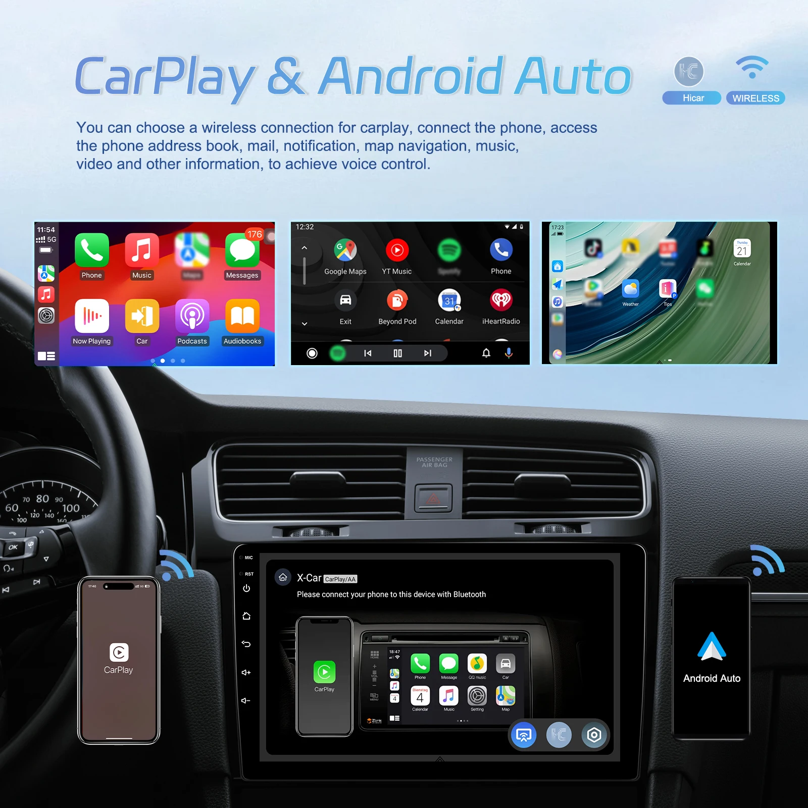 Camecho 7 9 10 بوصة 8Core 4G + 64G راديو السيارة أندرويد 2 Din Autoradio GPS ستيريو واي فاي لاسلكي Carplay أندرويد السيارات الوسائط المتعددة