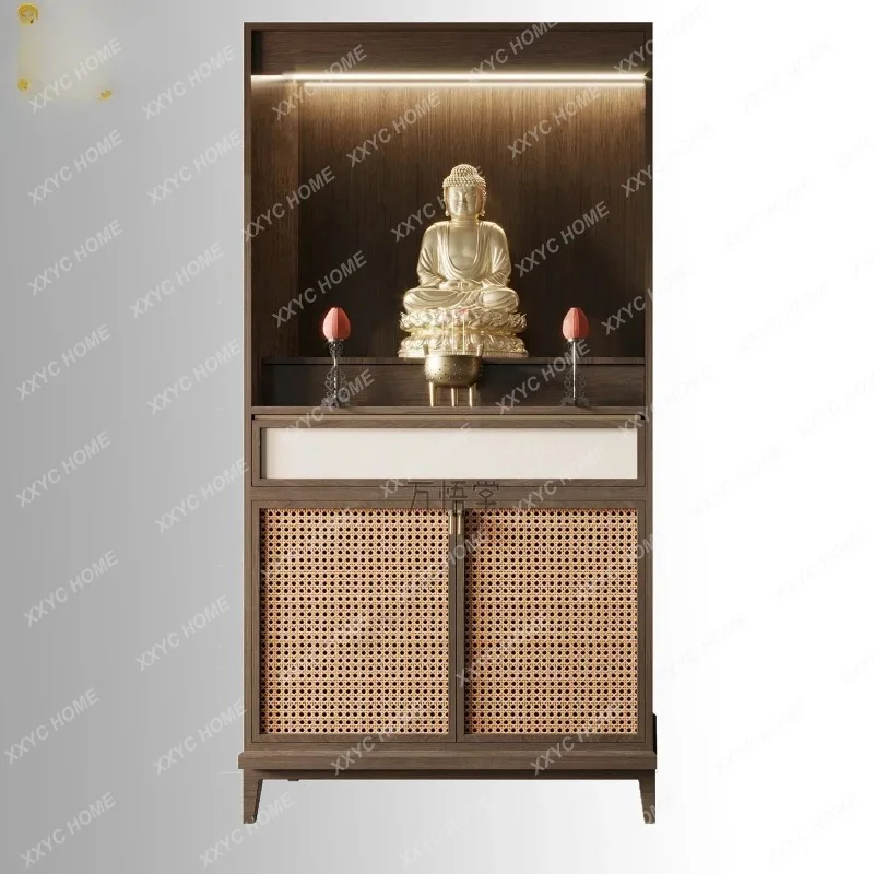 XX lt New Chinese style  serving table shrine Buddhist platform household   rattan weaving Guanyin God of Wealth cabinet offe