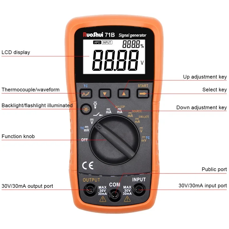 VC71B Signal Generator 4-20ma Current Voltage Analog Signal Source Handheld Process Calibrator Voltage Current Signal Generator