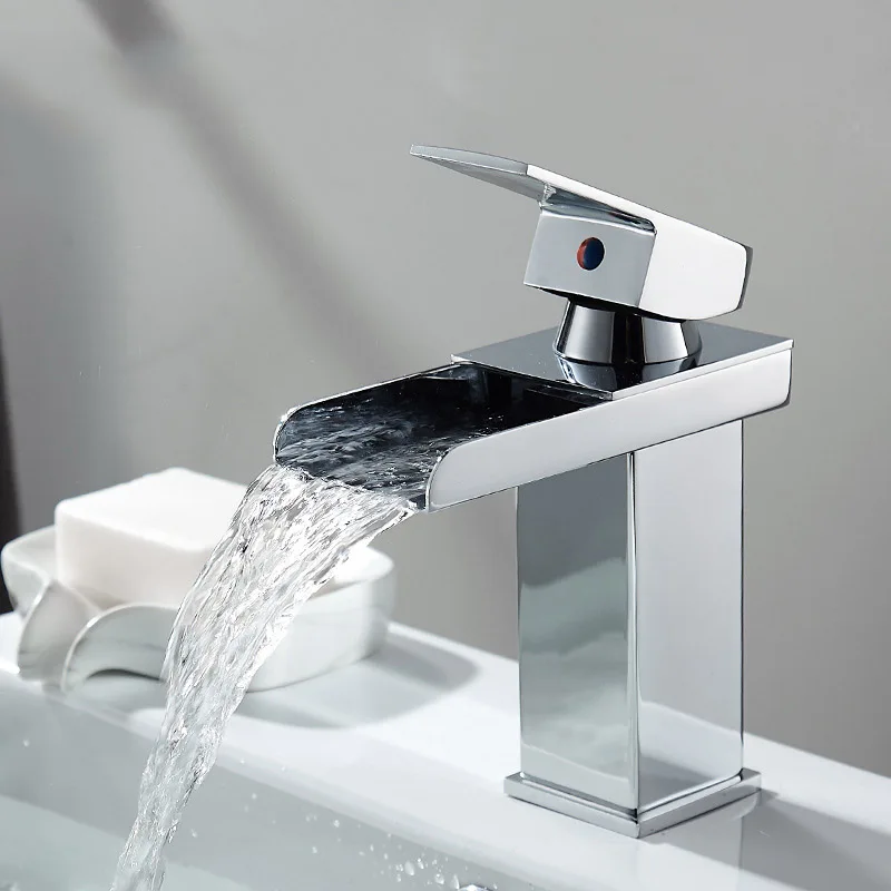 

Waterfall Faucet Hot and Cold Above Counter Basin High Wash Basin Home Bathroom Stainless Steel Basin Faucet