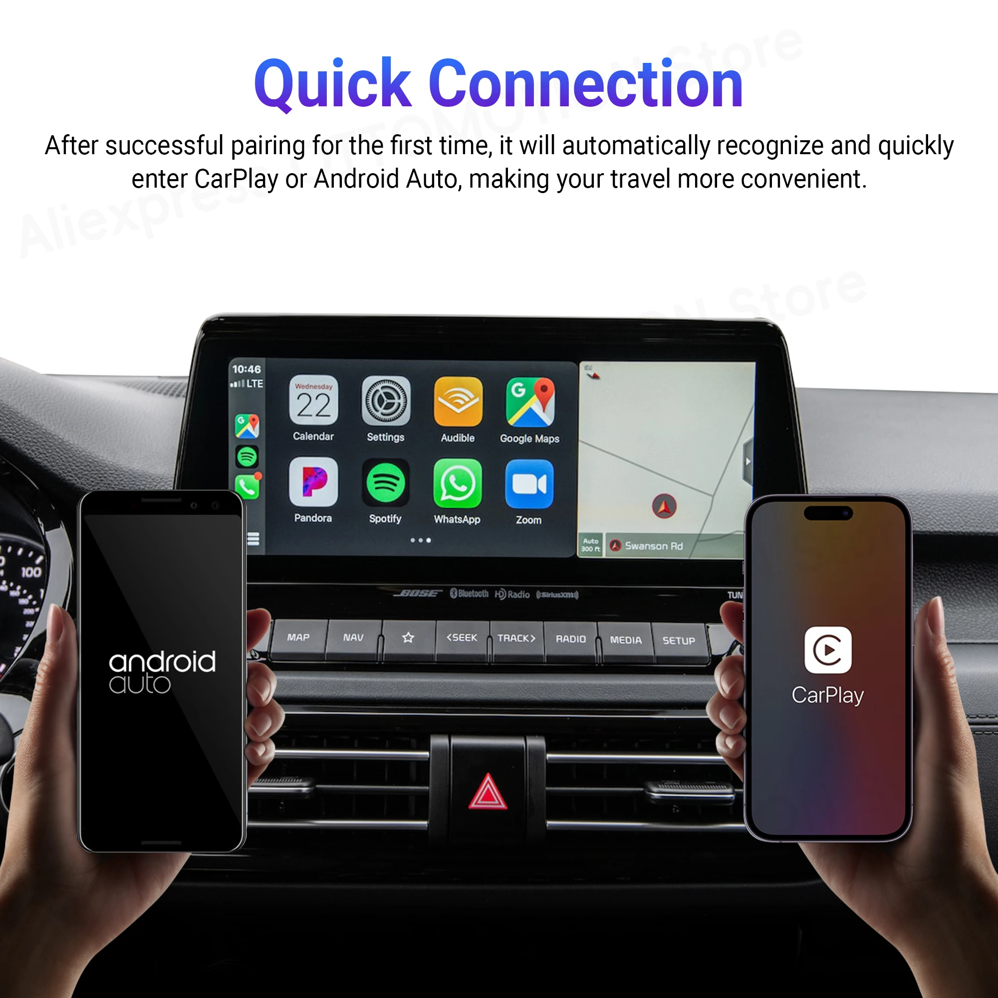 Adaptor Mini Pro 2 in 1 nirkabel baru 2024 Aksesori Mobil Dongle otomatis Android CarPlay untuk Benz Chevrolet Ford Honda Toyota VW MG