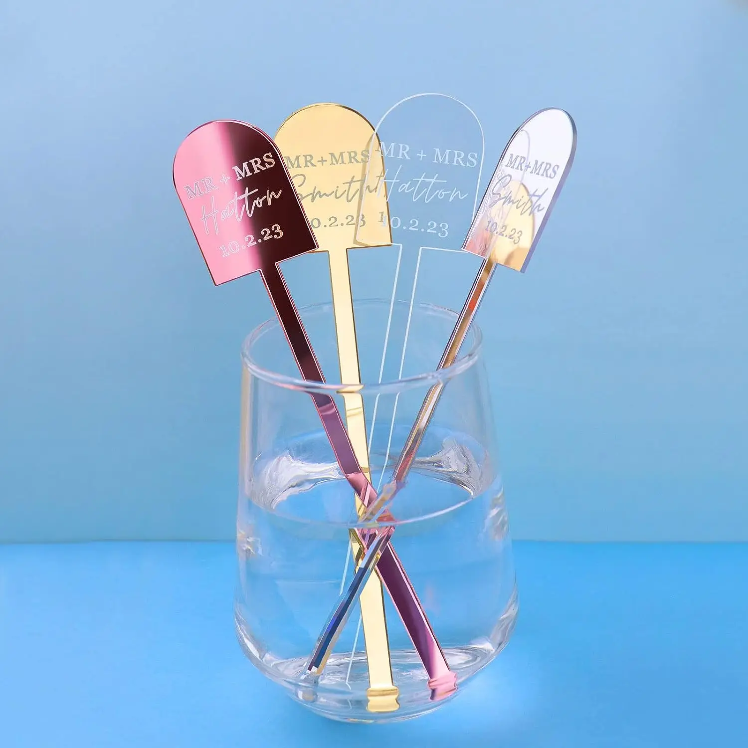 50pcs Personalised Drink Stirrers Wedding Decorations Bachelorette Party Coffee Whiskey Cocktail Stirrer Baby Shower Swizzle