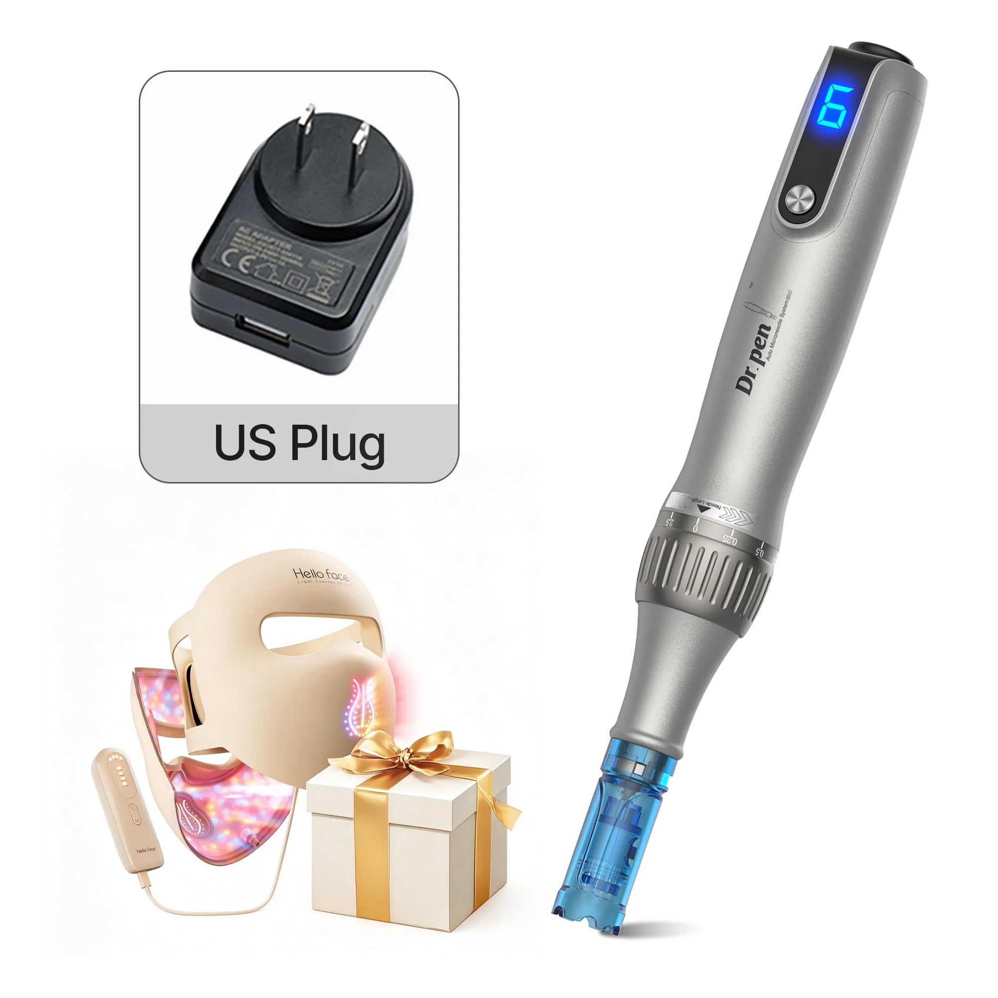 Dr. Pen M8S Microneedling-Stift mit 12 Ersatzkartuschen Kabelloses Derma-Microneedling-Set ≤0,25mm Nadel Hautpflegegerät