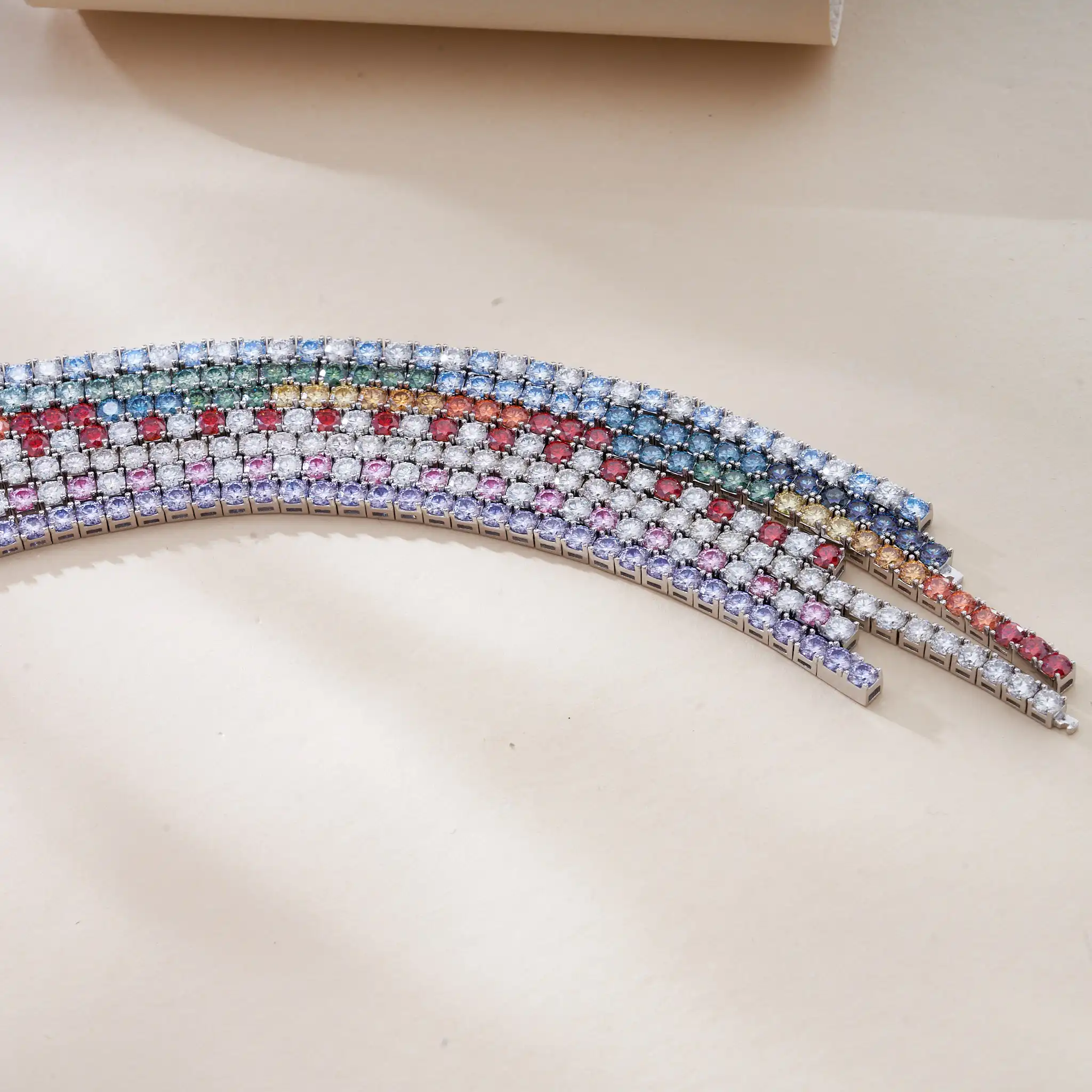 

4MM Pink Colored Tennis Moissanite Gemstone Bracelets Hand Chain 100% 925 Sterling Silver Fine Jewelry Party Gift Wholesale