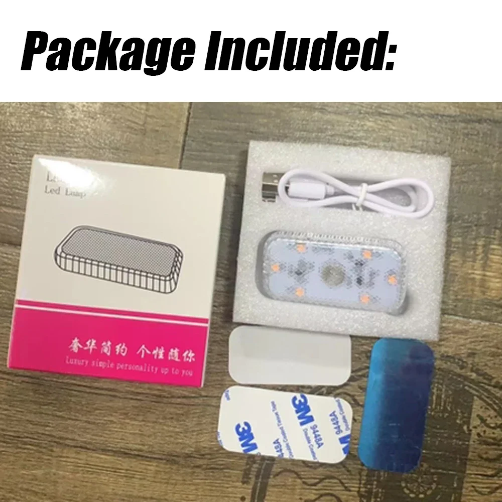 Mini Car Interior Light Wireless Led Lights Ambient Lamp Chargeable Night Reading Roof Ceiling Light USB Charging 5V