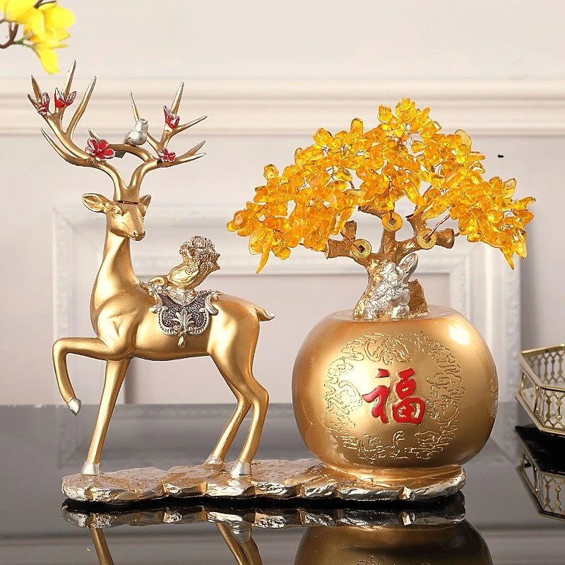 Fortune Deer Decoration Crystal Rich Tree Living Room Entrance and Wine Cabinet Office Decorations Housewarming New Home