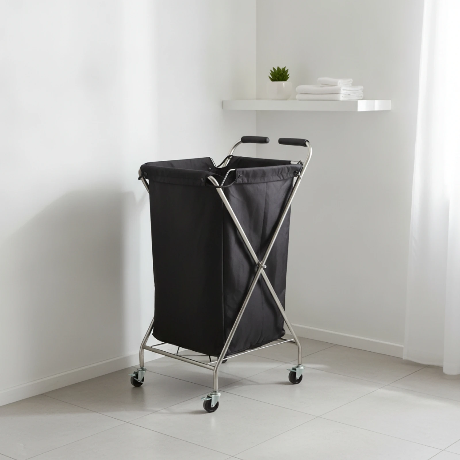 Rolling Laundry Hamper Sturdy Rolling Cart with Textile Bin Laundry Hamper with Wheels Stable Clothes Organizer Washable
