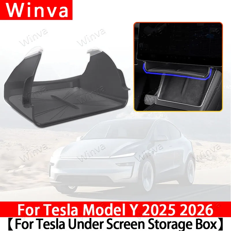 for Tesla Model Y Juniper 2025 2026 Car Storage Box Under The Central Control Screen Storage Organizer Case Tray Model3 Highland
