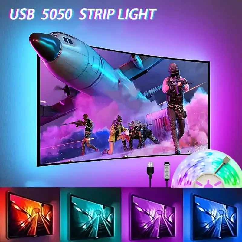 USB RGB LED 스트립 라이트 SMD 5050 원격/블루투스 APP 제어 유연한 테이프 다이오드 리본 TV 배경 거실 침실
