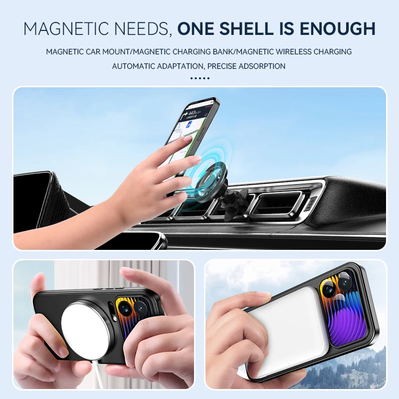 肌触りの良いインビジブルブラケット磁気ケース Xiaomi 17 Pro Max Mi 17 Pro Mi 17 メタリック塗装 ワイヤレス充電対応ケース フンダ