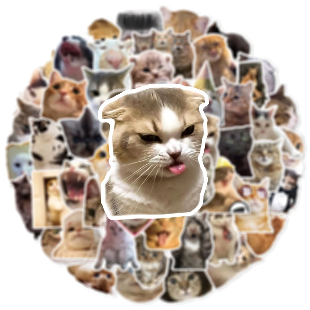 

10/30/50pcs Cute Animal Cat Funny MEME Stickers Cartoon Decals DIY Motorcycle Luggage Fridge Waterproof Sticker Fun for Kids Toy