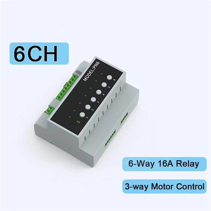 B92B-5X Tuya Smart Zigbee 6CH Relay Switch Module Remote Control Appliance Control Module Supports 3-Way Motor Control