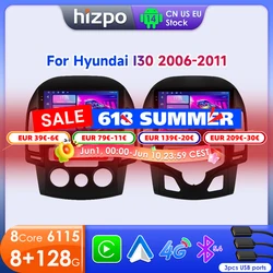 Hizpo Android Auto Radio For Hyundai I30 AT MT 2006 - 2011 4G Car Multimedia Player GPS 2din Autoradio AI Voice Wireless CarPlay