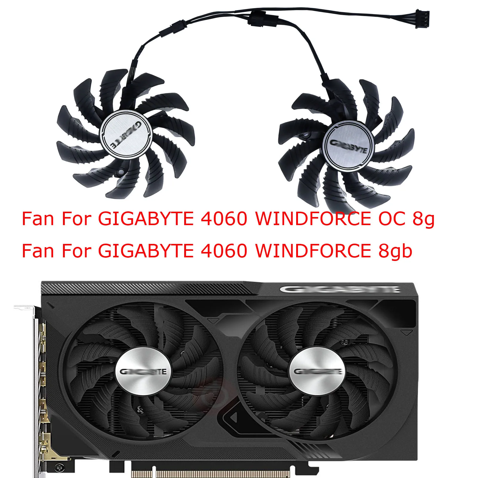 Enfriador de GPU, ventilador para tarjetas de video, para GIGABYTE 4060 WINDFORCE 8G, para Gigabyte 3050 EAGLE 6g 6500XT EAGLE-4G, 2 piezas/juego, GA81S2U, T128010SU