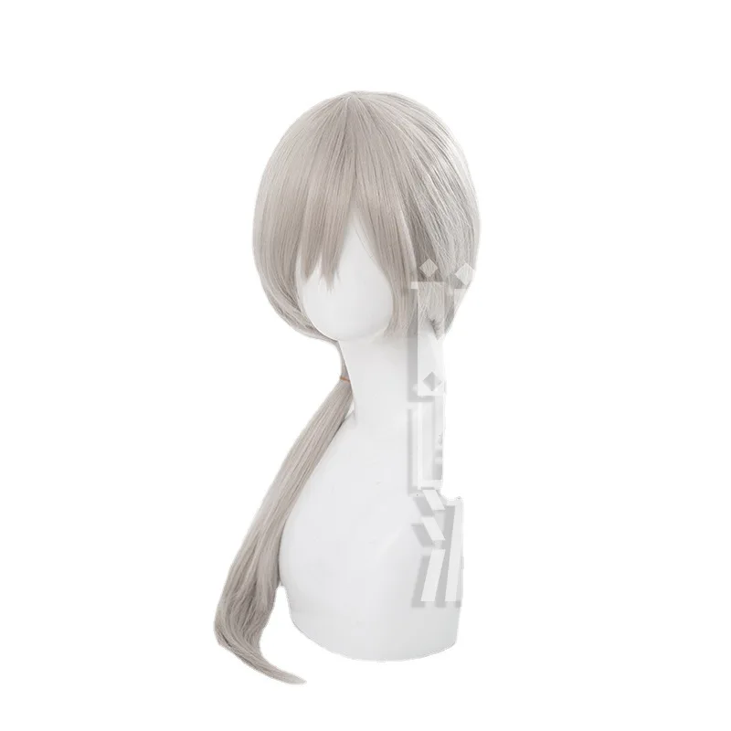 Peruka do cosplayu Chainsaw Man Quanxi, srebrnoszara, długi warkocz, prosty kucyk, prezent na Halloween